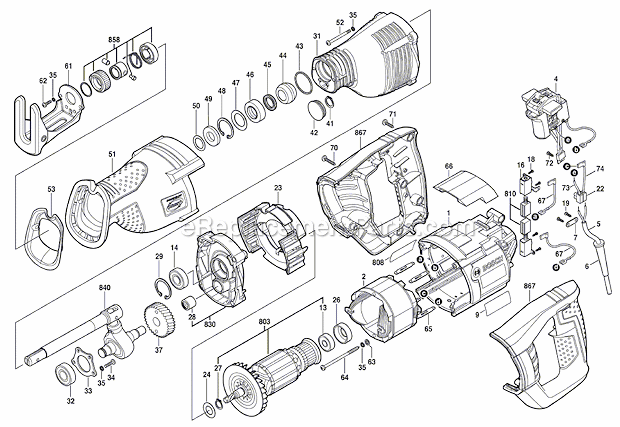 Bosch RS325 (3601F4E110) Reciprocating Saw Page A Diagram
