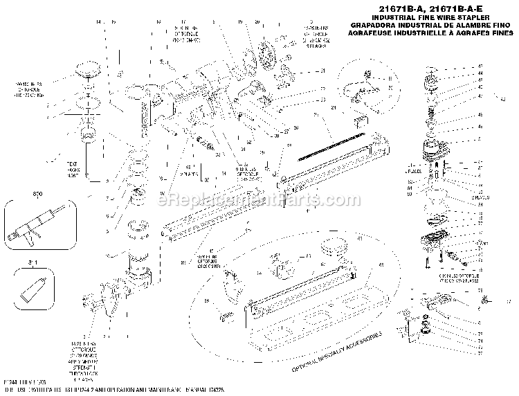 Bostitch 21671B-A (Type 0) Fine Wire Stapler Power Tool Page A Diagram