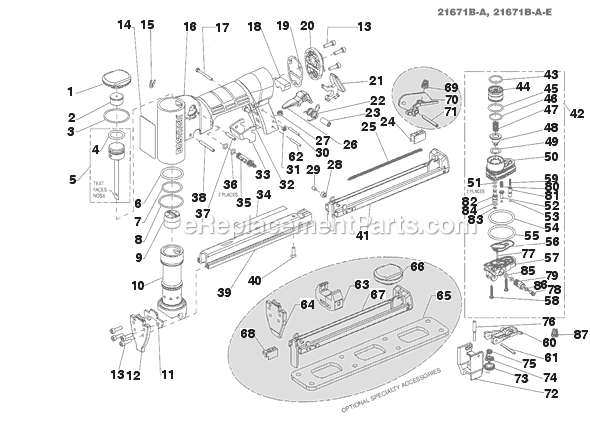 Bostitch 21671B-A Industrial Fine Wire Stapler Page A Diagram