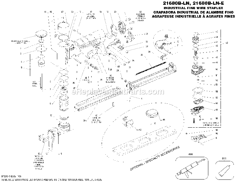 Bostitch 21680B-LN (Type 0) Fine Wire Stapler Power Tool Page A Diagram