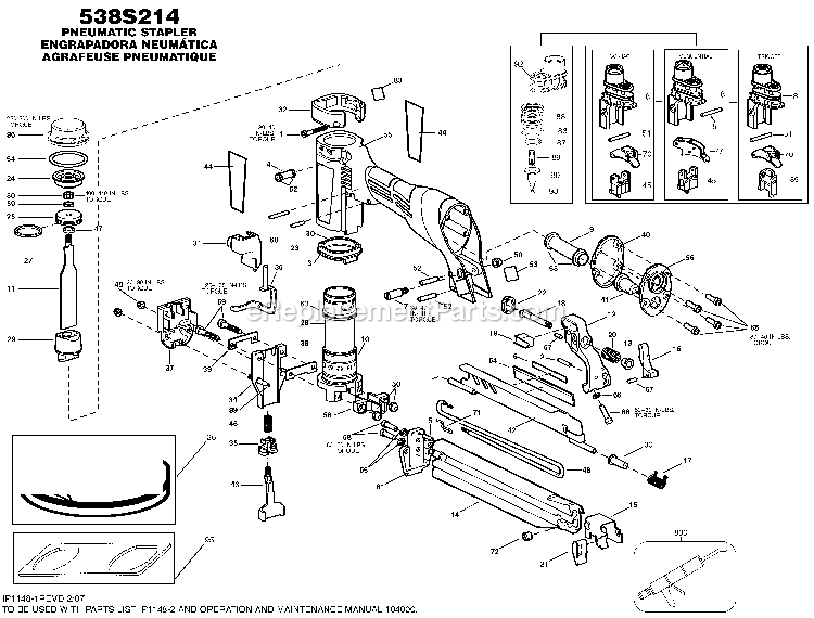 Bostitch 538S214 (Type 0) Pneumatic Stapler Power Tool Page A Diagram