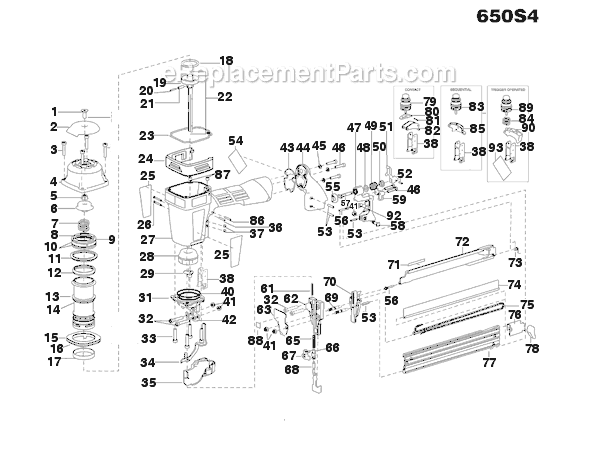 Bostitch 650S4 Pneumatic Stapler Page A Diagram