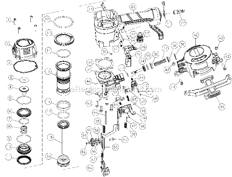 Bostitch BRN175A (Type 1) Shell 15 Degree Coil Roof Power Tool Page A Diagram