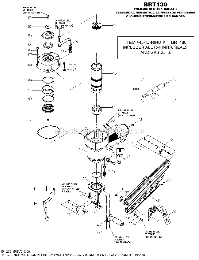 Bostitch BRT130 (Type 0) Stick Nailer Power Tool Page A Diagram