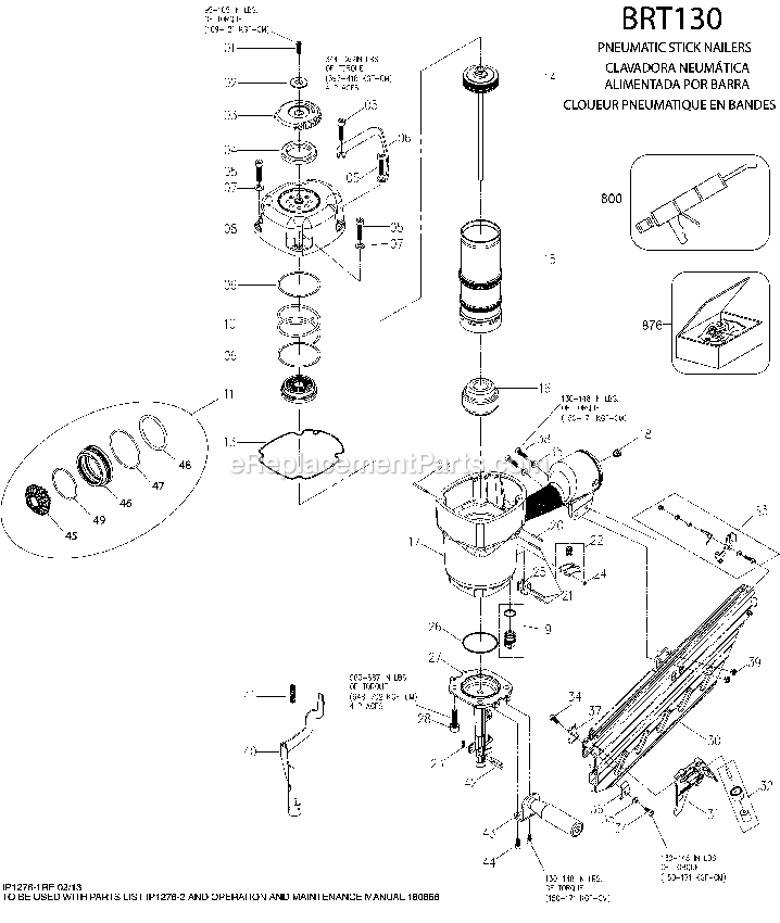 Bostitch BRT130 (Type 1) Stick Nailer Power Tool Page A Diagram