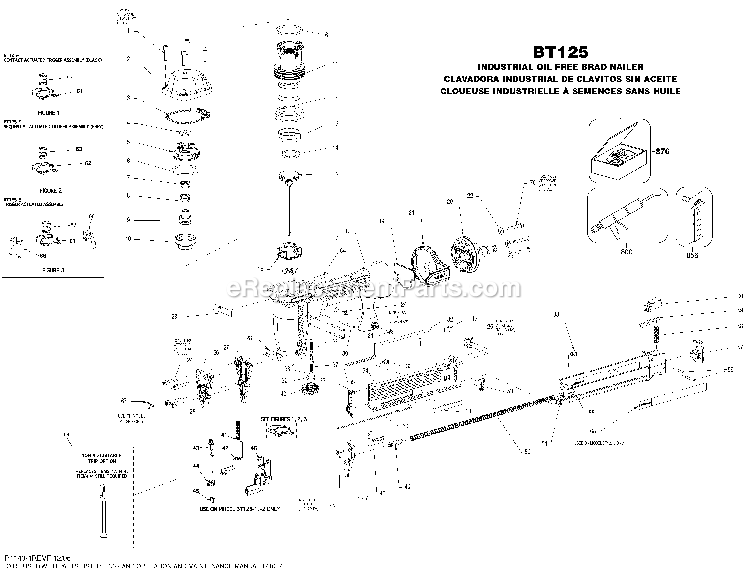 Bostitch BT125 (Type 0) Brad Nailer Power Tool Page A Diagram