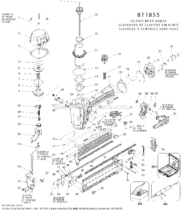 Bostitch BT1855K (10152000 and Higher) 18ga Brad Nailer - 2 Power Tool Page A Diagram
