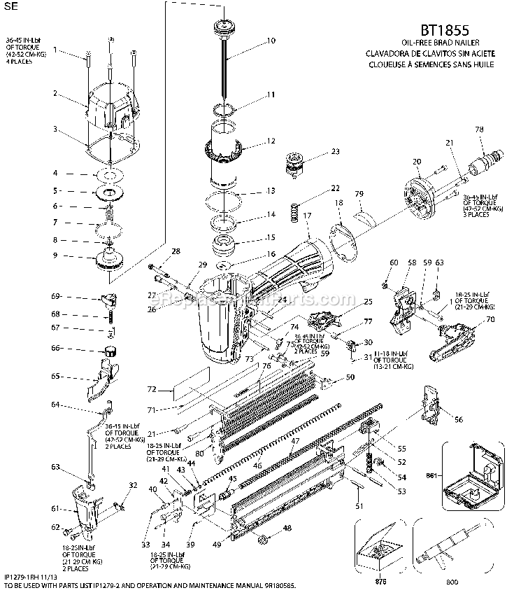 Bostitch BT1855K (12340000 and Higher) 18ga Brad Nailer - 2 Power Tool Page A Diagram