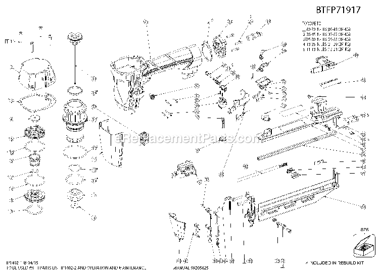 Bostitch BTFP71917 (151500000 and higher) 16g Fin Nailer Power Tool Page A Diagram