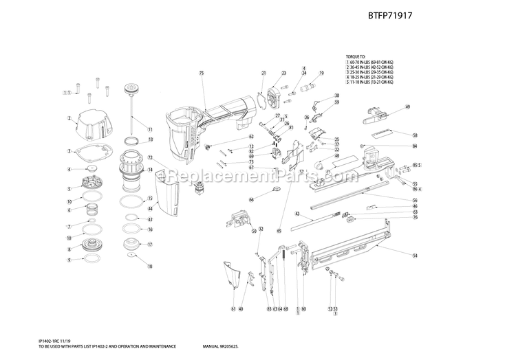 Bostitch BTFP71917 (20003001 and higher) 16g Fin Nailer Power Tool Page A Diagram