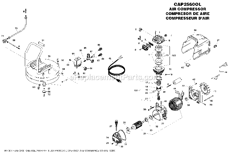 Bostitch CAP2560OL (Type 0) Air Compressor Power Tool Page A Diagram