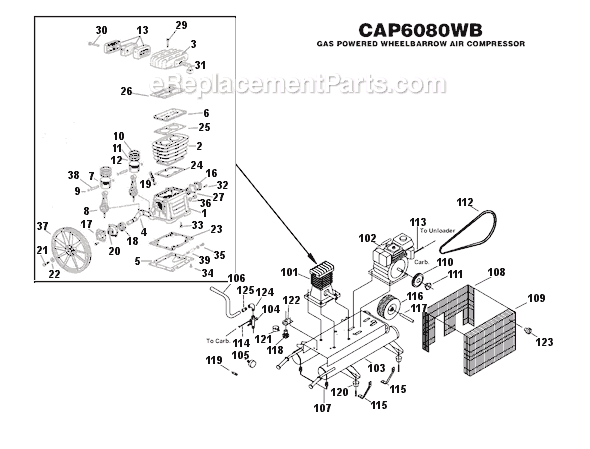 Bostitch CAP6080WB Gas Powered Wheelbarrow Air Compressor Page A Diagram