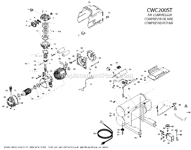 Bostitch CWC200ST (Type 0) Air Compressor Power Tool Page A Diagram