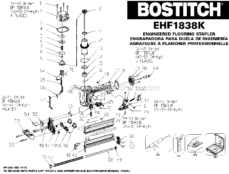 Bostitch EHF1838K (161200001 and higher) Stapler Power Tool Page A Diagram