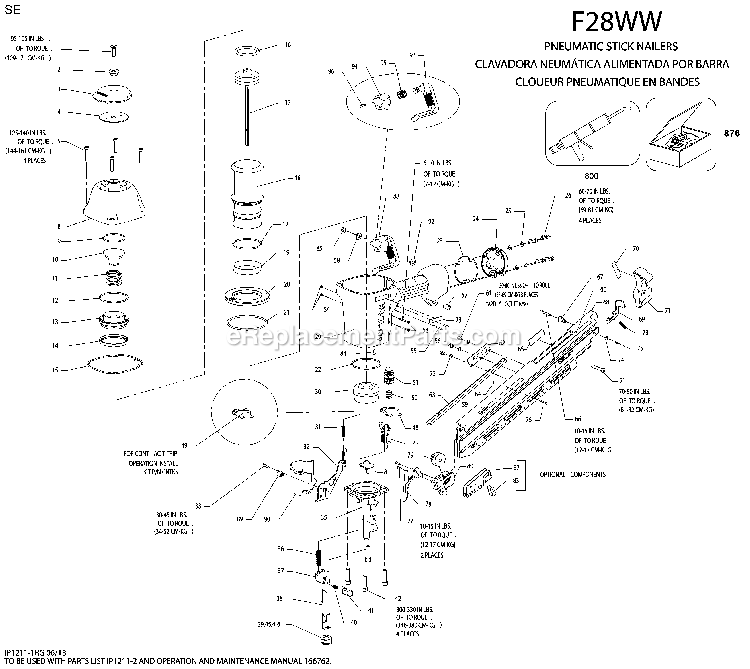 Bostitch F28WW (140020000 and Higher) Nailer Power Tool Page A Diagram