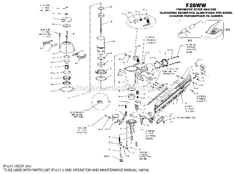 Bostitch F28WW (Type 0) Nailer Power Tool Page A Diagram
