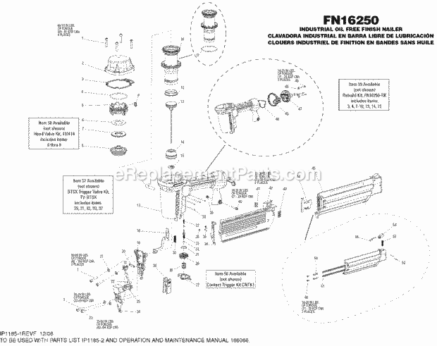 Bostitch FN16250K-2 (Type 0) 16g Fin Nailer Default Diagram
