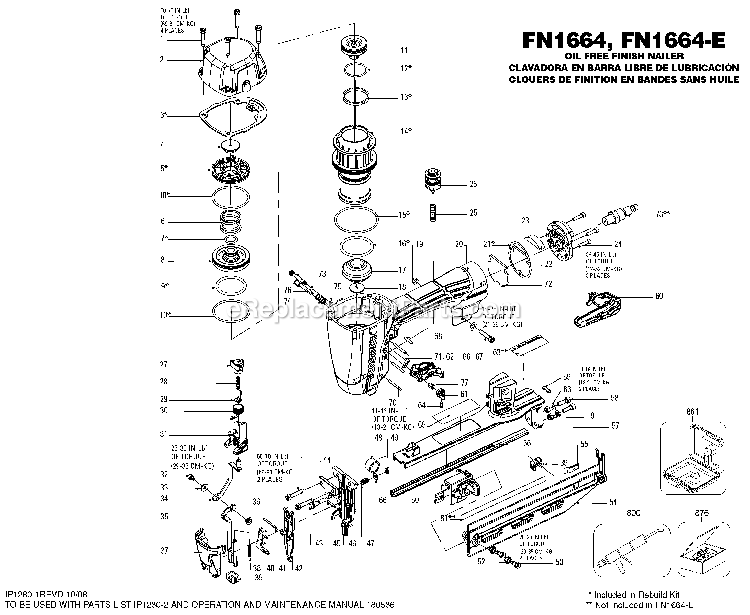 Bostitch FN1664 (Type 0) Finish Nailer Power Tool Page A Diagram