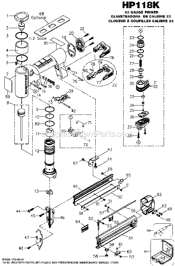 Bostitch HP118K (16070 000 and Higher) Pinner Power Tool Page A Diagram