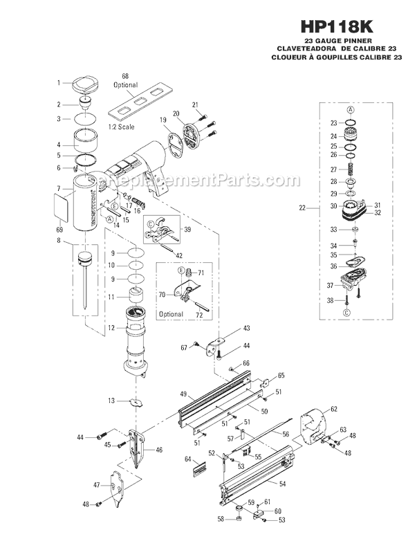 Bostitch HP118K 23 Gauge Pinner Page A Diagram
