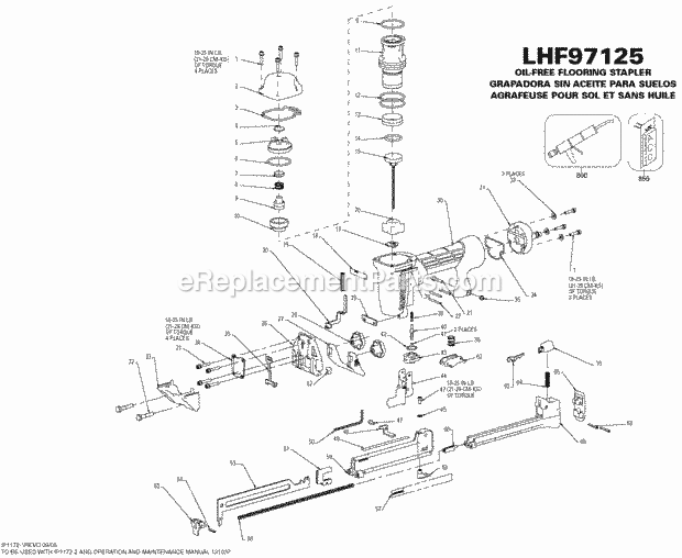 Bostitch LHF97125 (Type 0) Flooring Stapler Default Diagram