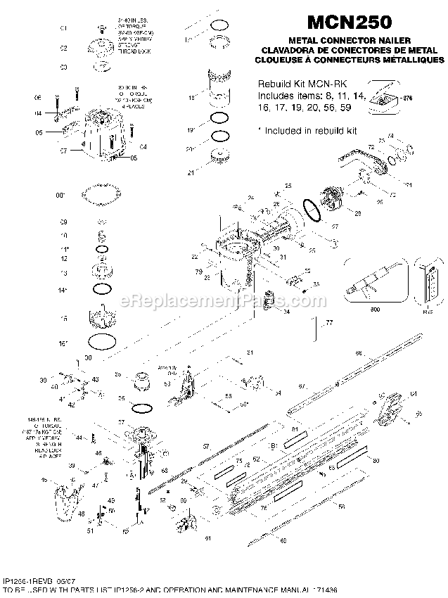 Bostitch MCN250 (Type 0) Met Conn Nailer Power Tool Page A Diagram