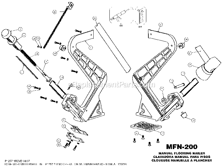 Bostitch MFN-200 (Type 0) Flooring Nailer Power Tool Page A Diagram