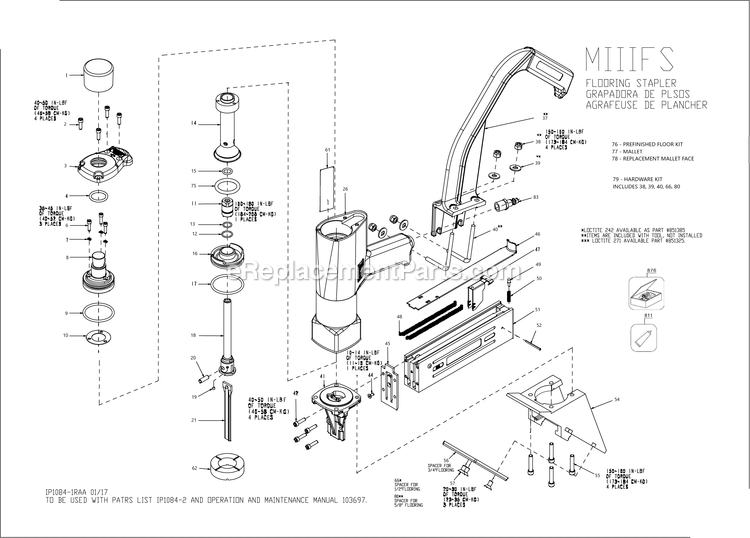 Bostitch MIIIFS (17030000 and Higher) Flooring Stapler Power Tool Page A Diagram