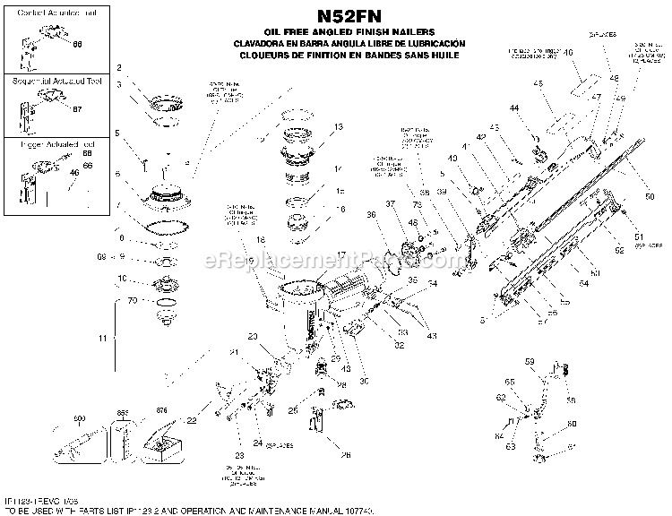 Bostitch N52FN (Type 0) Finish Nailer Power Tool Page A Diagram