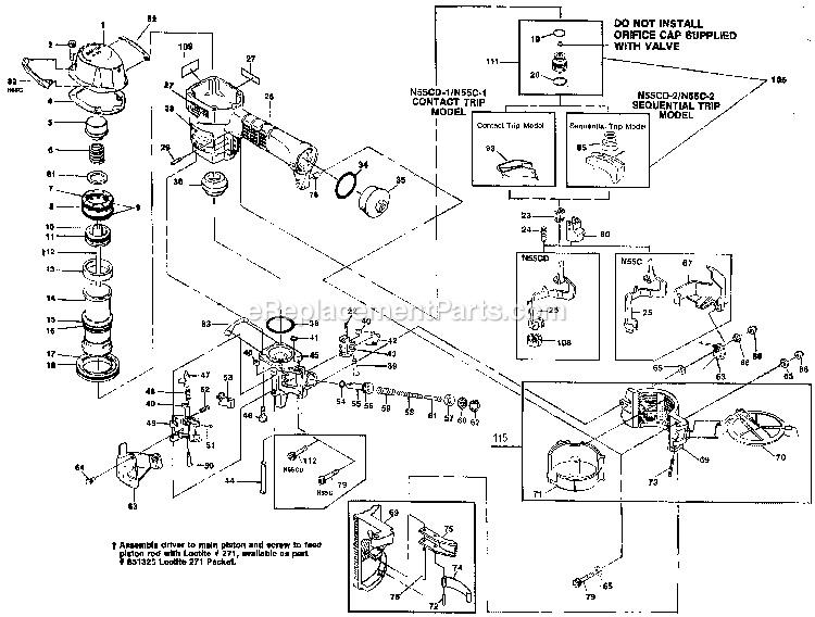 Bostitch N55C (Type 0) Coil-Fed Nailer Power Tool Page A Diagram
