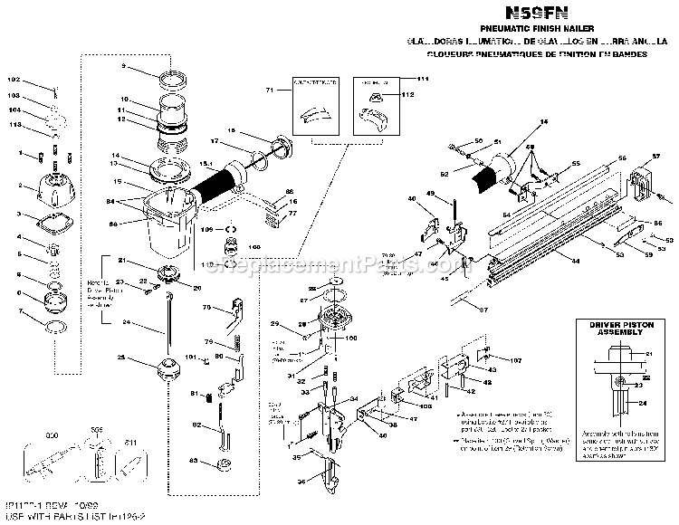 Bostitch N59FN (Type 0) Finish Nailer Power Tool Page A Diagram
