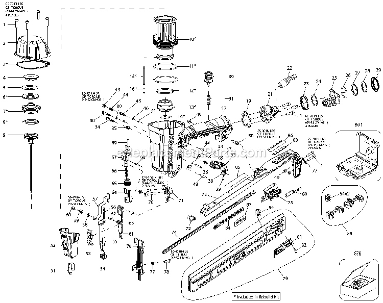 Bostitch N62FNB (Type 1) Finish Nailer Power Tool Page A Diagram