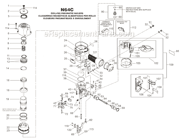 Bostitch N64C Coil-Fed Pneumatic Nailer Page A Diagram