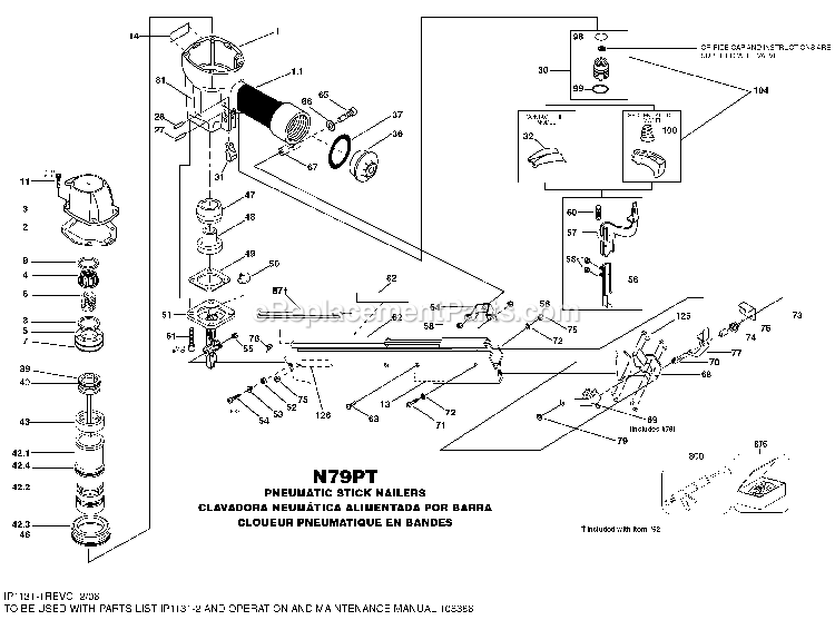 Bostitch N79PT (Type 0) Stick Nailer Power Tool Page A Diagram