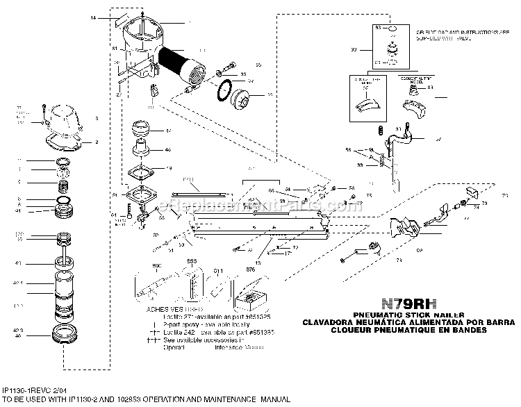 Bostitch N79RH (Type 0) Stick Nailer Power Tool Page A Diagram