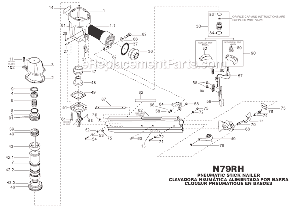 Bostitch N79RH Pneumatic Stick Nailer Page A Diagram