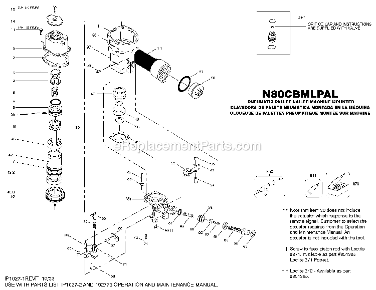 Bostitch N80CBMLPAL (Type 0) Pallet Nailer Power Tool Page A Diagram