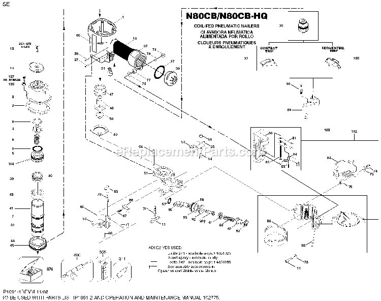 Bostitch N80CB (Type 0) Coil-Fed Nailer Power Tool Page A Diagram