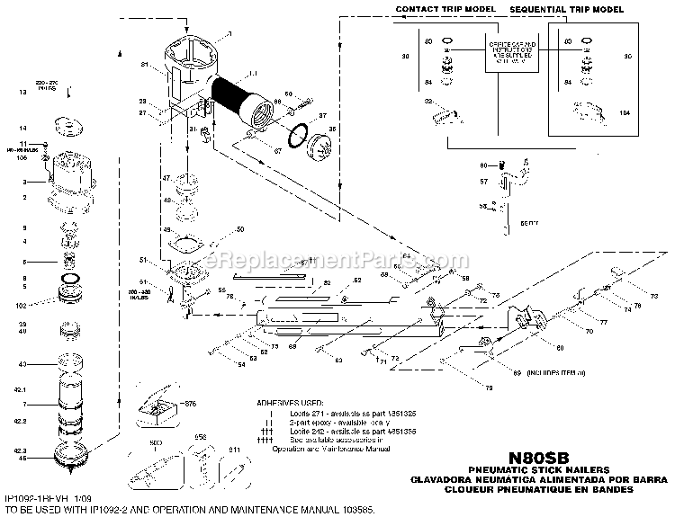 Bostitch N80SB (Type 0) Stick Nailer Power Tool Page A Diagram