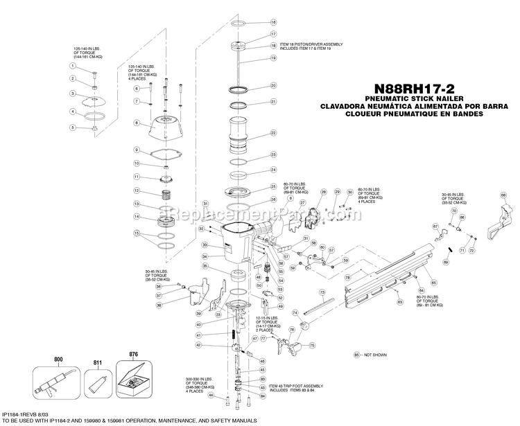 Bostitch N88RH17-2 (Type 0) Stick Nailer Power Tool Page A Diagram