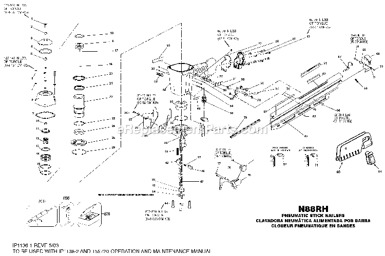 Bostitch N88RH (Type 0) Stick Nailer Power Tool Page A Diagram