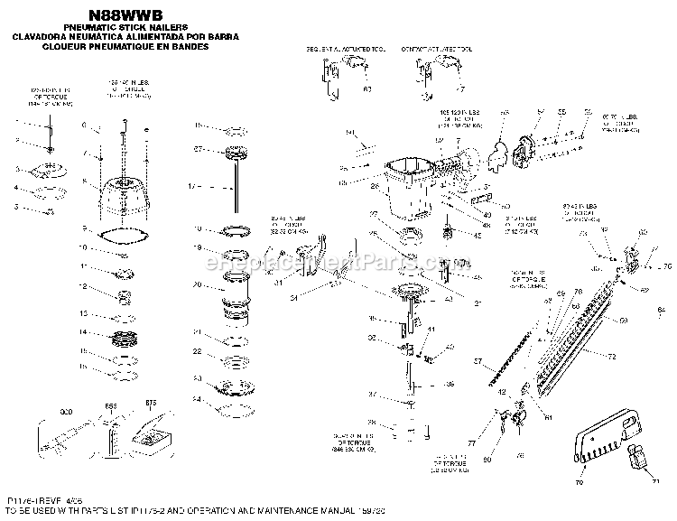 Bostitch N88WWB (Type 0) Stick Nailer Power Tool Page A Diagram