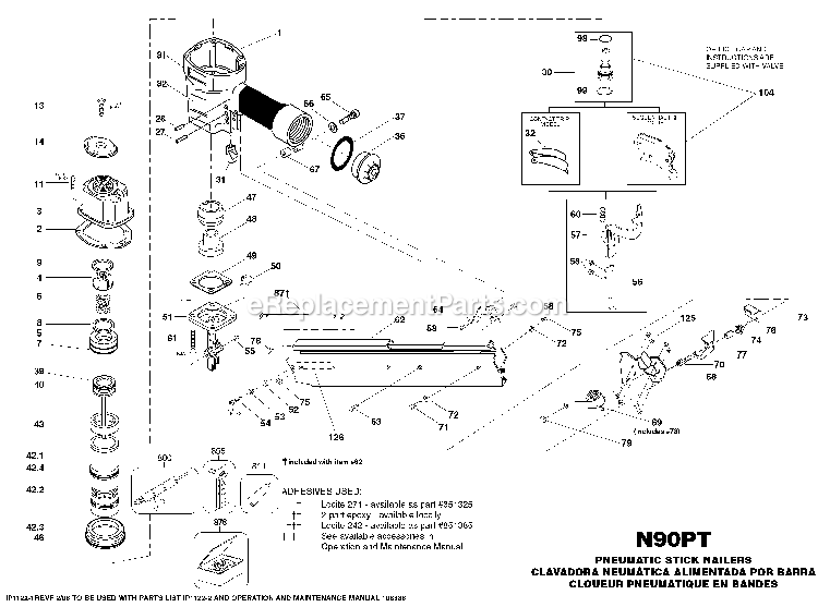 Bostitch N90PT (Type 0) Stick Nailer Power Tool Page A Diagram