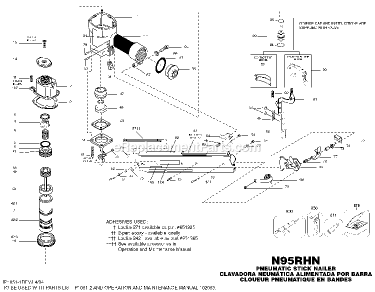 Bostitch N95RHN (Type 0) Stick Nailer Power Tool Page A Diagram