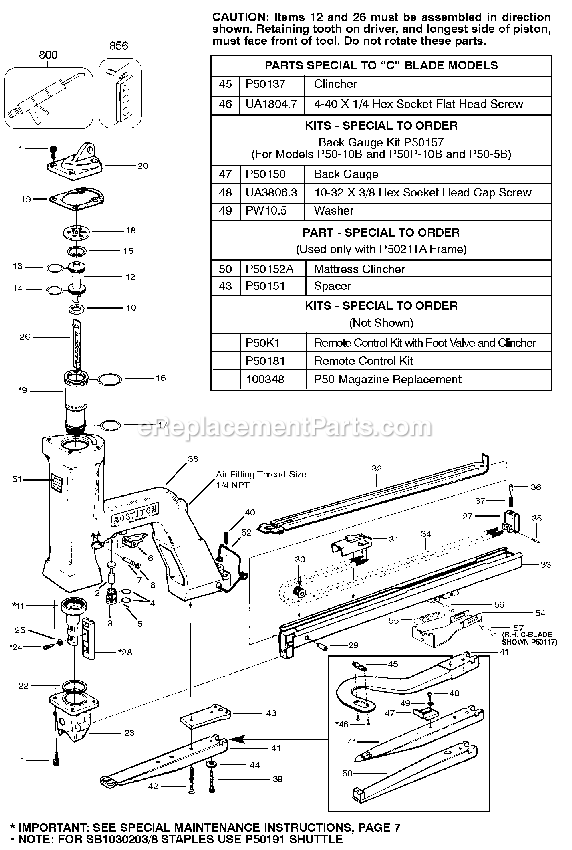 Bostitch P50 (Type 0) Misc Tool Power Tool Page A Diagram