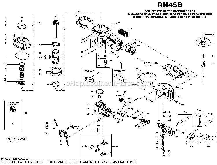 Bostitch RN45B (Type 0) Roofing Nailer Power Tool Page A Diagram