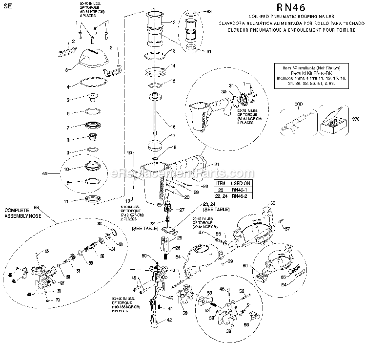 Bostitch RN46-1 (133450000 and up) Roofing Nailer - C.T Power Tool Page A Diagram