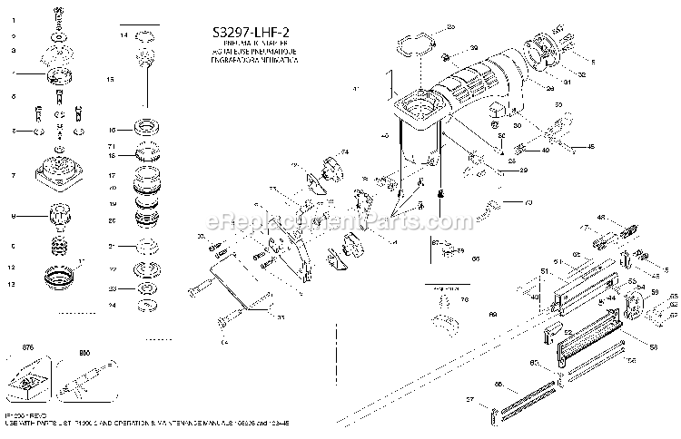 Bostitch S3297-LHF-2 (Type 0) Pneumatic Stapler Power Tool Page A Diagram