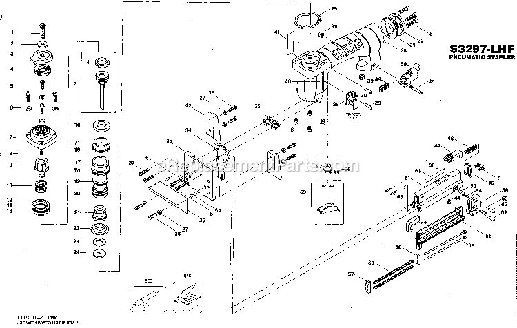 Bostitch S3297-LHF (Type 0) Pneumatic Stapler Power Tool Page A Diagram