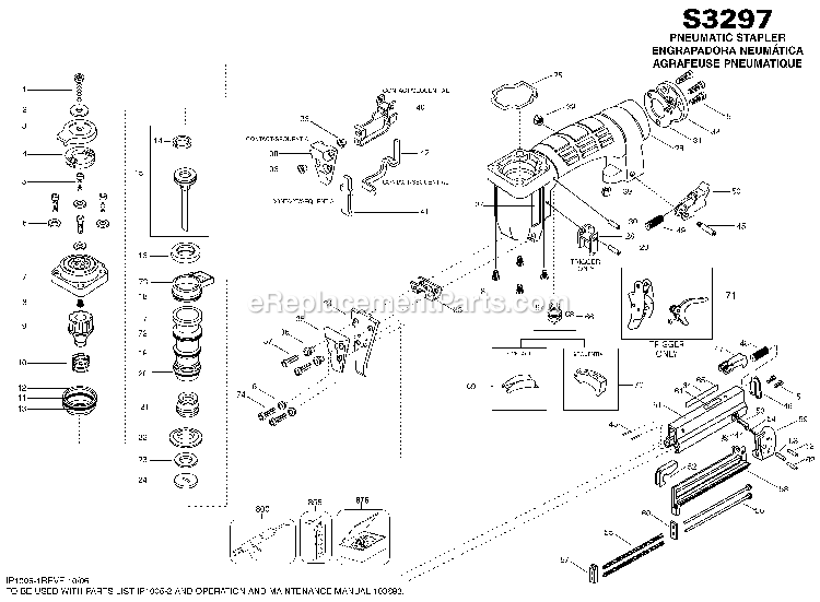Bostitch S3297 (Type 0) Pneumatic Stapler Power Tool Page A Diagram